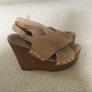 Sandro Rosi Nude Suede Wedges